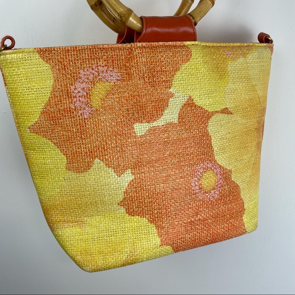 Vintage Sunny Hawaii Floral Bamboo Handbag - Picture 6 of 12